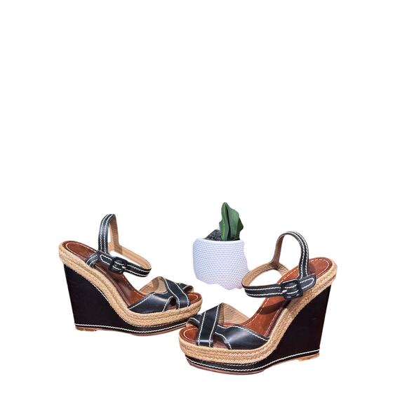Christian Louboutin  CALF Black Wedge Sole Sandals size euro 38 - Picture 1 of 9